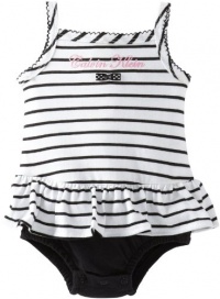 Calvin Klein Baby-Girls Newborn Stripes Sunsuit, Black/White, 3-6 Months