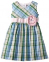 Hartstrings Girls 2-6X Toddler Cotton Plaid Dress, Green Plaid, 2T