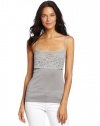 Hanro Women's Moments Wide Lace Spaghetti Camisole, Tender Silver, Large