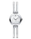 Movado's Harmony® bangle watch is in polished solid stainless steel and has a white mother-of-pearl Museum® dial. Adjustable multi-setting jewelry clasp.