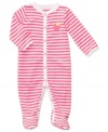 She'll be comfy and cute in this sweet strawberry terry snap up sleep in play from Carter's. Head-to-toe snaps help make diaper changes easy.