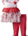 Nannette Baby-girls Infant 2 Piece Polka Dot Legging Set, Red, 24 Months