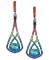 Colorful cool. This pair of teardrop earrings from Haskell is crafted from hematite-tone mixed metal with multi-colored crystal accents and beads giving it a vibrant touch. Approximate drop: 2-3/4 inches.