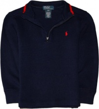 Polo Ralph Lauren Toddler Boys Tipped Half Zip Pullover, Navy, 2/2T