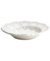 Handcrafted in the Italian tradition, this Merletto bowl is intricately embellished with a lacy floral texture and painted a creamy antique white. Ideal for pasta or soup, it's an elegant companion to Arte Italica dinnerware.