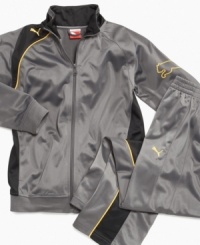 He'll be off and running in this stylish and cozy track jacket from Puma.