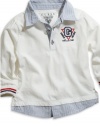 GUESS Kids Boys Toddler Long-Sleeve Polo, WHITE (18M)