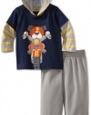 Kids Headquarters Baby-Boys Infant Stripes Hooded Top With Pants, Navy, 18 Months