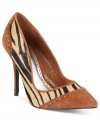 Dress up your basic blacks with the zebra print of Bebe's Payge single-sole pumps.