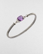 From the Petite Wheaton Collection. A beautiful cable design with a center of rich amethyst accented in dazzling diamonds. Sterling silverAmethystDiamonds, .08 tcwDiameter, about 2½Hook clasp closureImported 