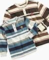 Explore cool playground style with this striped thermal shirt from Timberland.