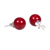 925 Sterling Silver 10mm Natural Italian Red Coral Ball Stud Post Earrings