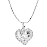 Sterling Silver Mom, A Mother's Love Is The Greatest Gift Of All Reversible Heart Pendant Necklace , 18