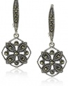 Judith Jack Sterling Silver Marcasite Pave Filigree Drop Earrings