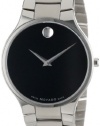 Movado Men's 0606382 Serio Stainless-Steel Black Round Dial Watch