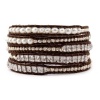 Chan Luu Clear Quartz Mix Wrap Bracelet on Brown Leather