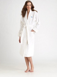 A soft and sumptuous slip-on after a shower or before bed, crafted in pure cotton terry velour with a cozy shawl collar and oversized, roll-up cuffs. Belted waist with loops Patch pockets Cotton terry velour; machine wash ImportedFOR PERSONALIZATION Select a quantity, then scroll down and click on PERSONALIZE & ADD TO BAG to choose and preview your monogramming options. Please allow 4 weeks for delivery.