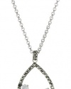 Judith Jack Sterling Silver, Marcasite and Cubic Zirconia Elongated Drop Pendant Necklace