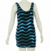 As U Wish Sequin Striped Dress Black/Turquoise Small