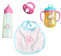 Mommy & Me 4 in 1 Doll feeding time. Magic juice & milk Bib & pacifier