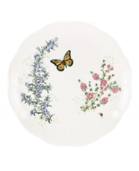 Fresh from the garden, Butterfly Meadow Herbs dinner plates from Lenox feature sturdy porcelain with flowering herbs and a delicately scalloped edge.