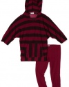 Splendid Littles Girls 2-6X Charocal Triblend Rugby Stripe Tunic Set, Berry, 4-5