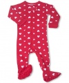 Leveret Footed Hearts Pajama Sleeper 100% Cotton (Size 6M-5T)