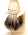 Edwin Jagger 1ej947sds Traditional English Best Badger Hair Shaving Brush Faux Ivory Medium With Drip Stand, Ivory, Medium