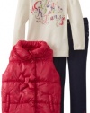 Calvin Klein Girls 2-6X Puffy Jacket With Jean And Tee, Pink, 5