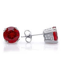 Cut in a graphic shape, Crislu's faceted ruby-colored cubic zirconia stone earrings showcase the bold beauty of these gems. Wear these studs to give every look a flash of color.