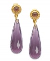 Except to get noticed in these faceted drop earrings from Lauren Ralph Lauren. Linear resin beads in amethyst hues hang from golden posts. Clip-on backing for non-pierced ears. Crafted in 14k gold-plated brass. Approximate drop: 1-1/2 inches.