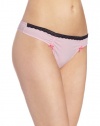 Betsey Johnson Women's Stretch Lo Rise Thong With Bow