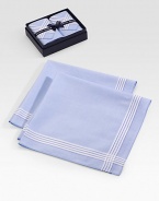 From the Savile Row maker of fine men's furnishings, classic handkerchiefs of fine cotton. Boxed set of two About 18½ square Cotton; machine wash Imported