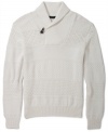 A preppy classic becomes and urban essential with this upgraded shawl-collar sweater from Sean John.