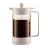 Bodum Bean French Press Coffeemaker with Locking Lever Lid, 8-Cup (34-Ounce), White