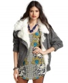 An oversized faux-shearling collar adds chic appeal to this wool-blend Bar III coat for a chic fall cover-up!