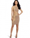 Catherine Malandrino Women's Cap Sleeve Dress With Side Embriodery, Beige, 2