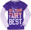 Adidas Girls 7-16 Disney Tinkerbell 2-in-1 Tee, Sharp Purple/Turbo/Shift Purple, Medium