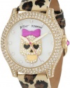 Betsey Johnson Women's BJ00019-25 Analog Skull Dial and Leopard Printed Strap Watch