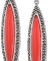 Judith Jack True Colors Sterling Silver Marcasite and Coral Linear Drop Earrings