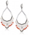 Judith Jack Carnaval Sterling Silver Marcasite  Mother-Of-Pearl and Coral Drop Earrings