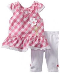 Nannette Baby-girls Infant 2 Piece Plaid Legging Set, Pink, 24 Months