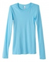 Bella Women's soft Sheer mini Rib CrewNeck T-Shirt, light aqua, Medium