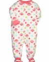 Baby Starters Baby-girls Newborn Sock Monkey Sleep N Play Romper, Coral, 6-9 Months