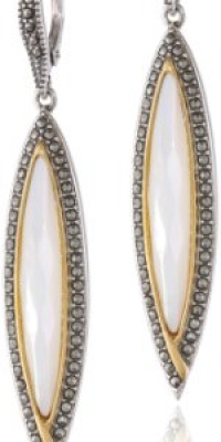 Judith Jack True Colors Sterling Silver, Marcasite and Mother of Pearl Linear Drop Earrings