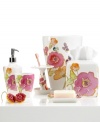 Blossoms in bloom. Bold, impressionistic florals in a fusion of dazzling colors creates a modern flair in this Floral Fusion soap and lotion dispenser.