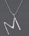 The perfect personalized gift. A polished sterling silver pendant features the letter M with a chic asymmetrical shape. Comes with a matching chain. Approximate length: 18 inches. Approximate drop: 7/8 inch.