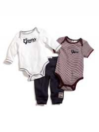 GUESS Two Bodysuits and Pants Set, NAVY (6/9M)