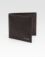 Smooth leather design with logo detailing.One bill compartmentEight card slots3¾W x 4¼HMade in Italy