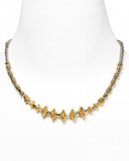 Experiment with texture with this beaded necklace from Vanessa Mooney. Crafted of a mix of gold-plated and silver plated beads, it perfect edgy yet eclectic accessorizing.